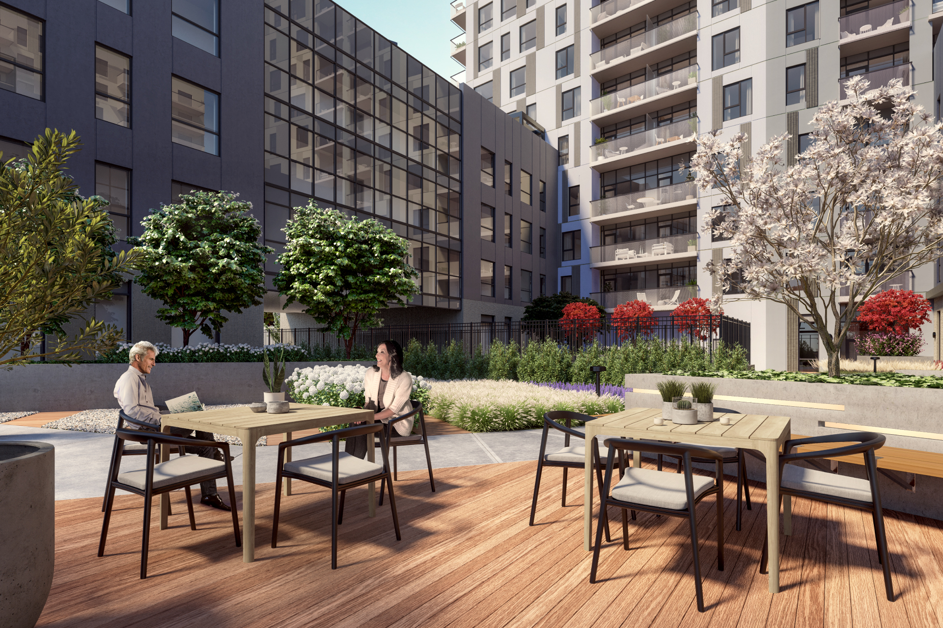 Outdoor dining and grilling area on the terrace at Weber Yards, perfect for entertaining