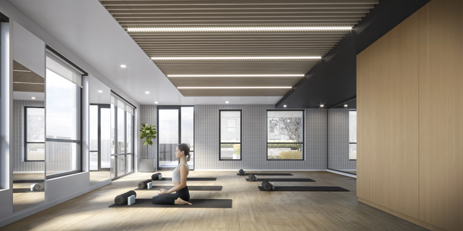 Dedicated yoga and stretching area amenity at Weber Yards